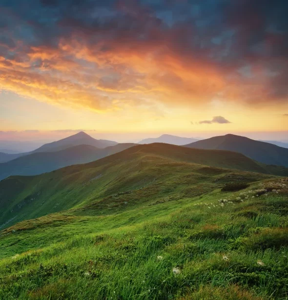 Image of hills at sunset